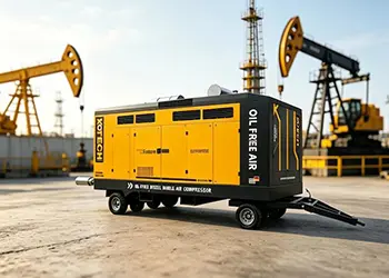 185 CFM silent diesel air compressor operating at an urban construction site