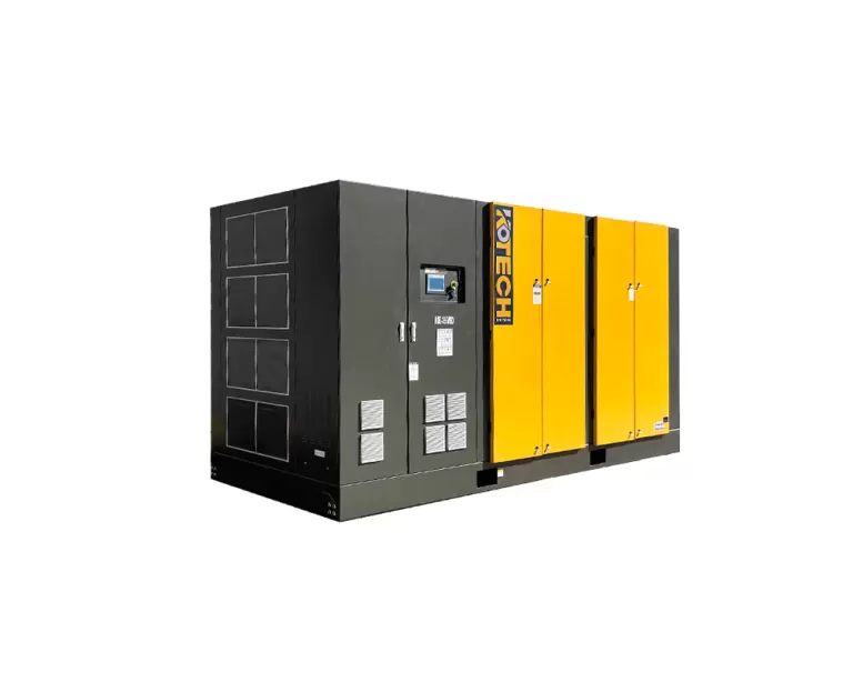 CE-certified 185 CFM diesel air compressor operating at a construction site