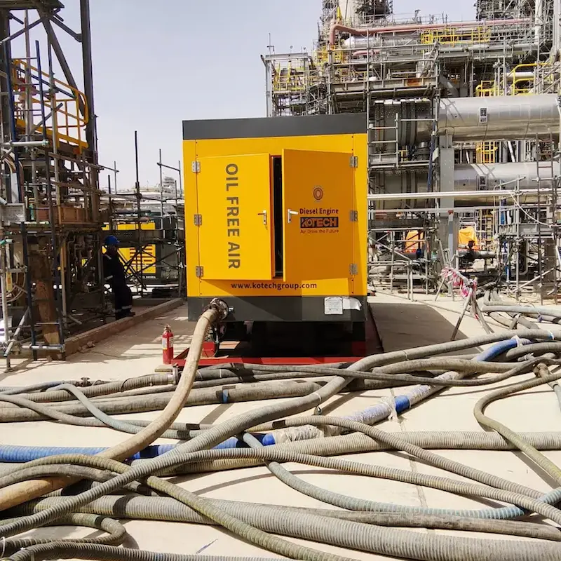 Kotech KDP-34/10 Oil-Free Compressor Supports Chemical Cleaning in Saudi Arabia’s Oil & Gas Sector