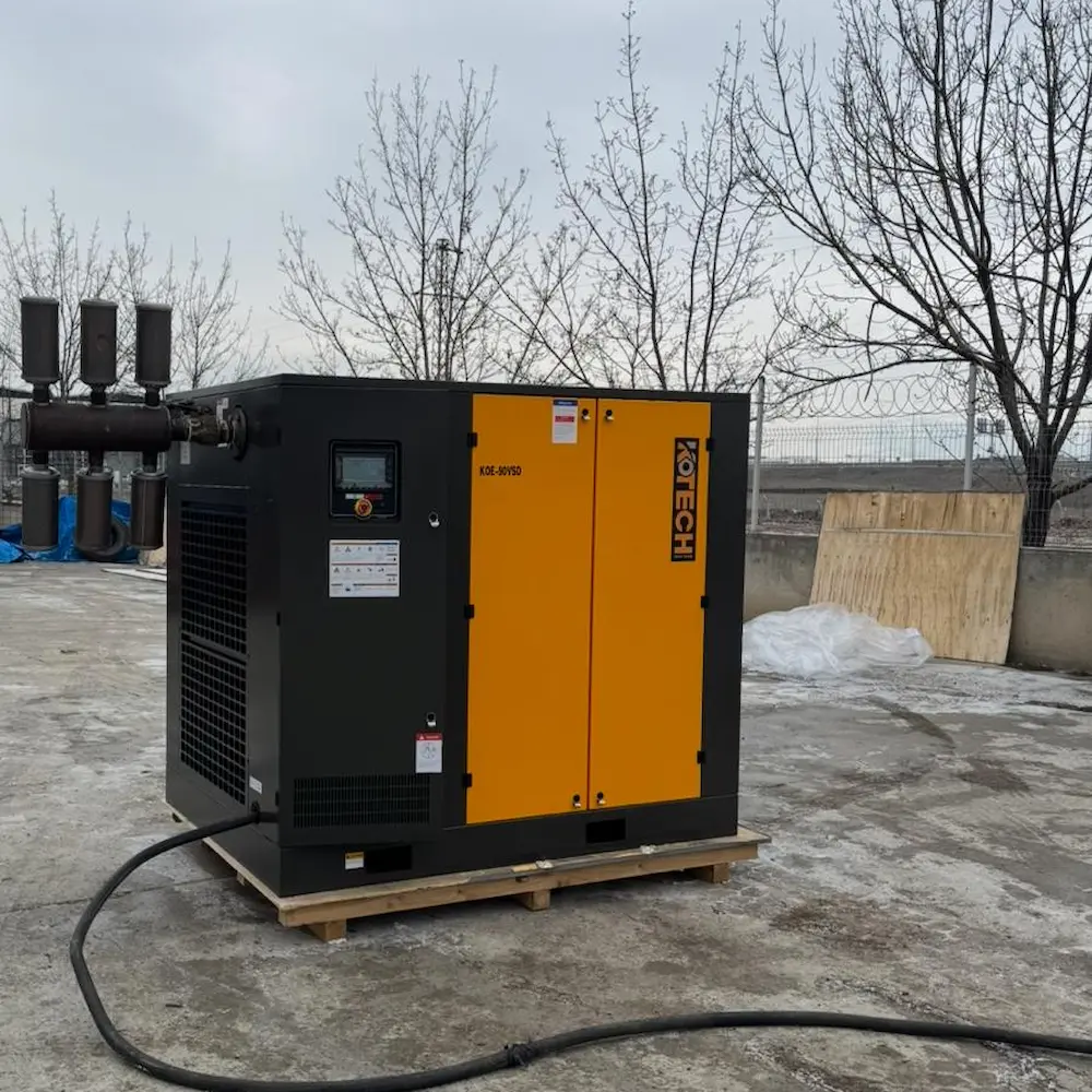 Kotech KOE-90VSD variable speed screw compressor installed at a Turkish thermal power plant instrument air system