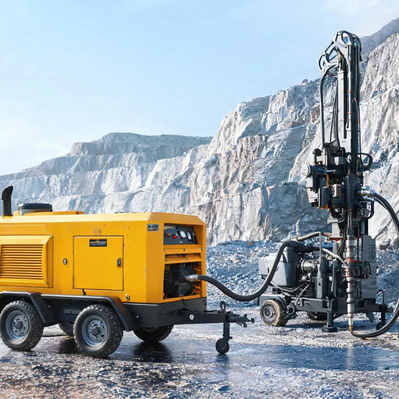 High Pressure Mobile Diesel Air Compressors for Mining Blast Hole Drilling Projects